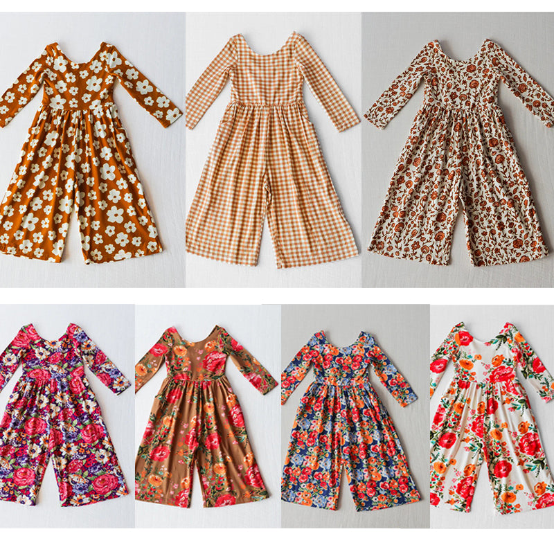 LR1840 plaid long sleeve girl jumpsuit LR1840 overall 202412 rts