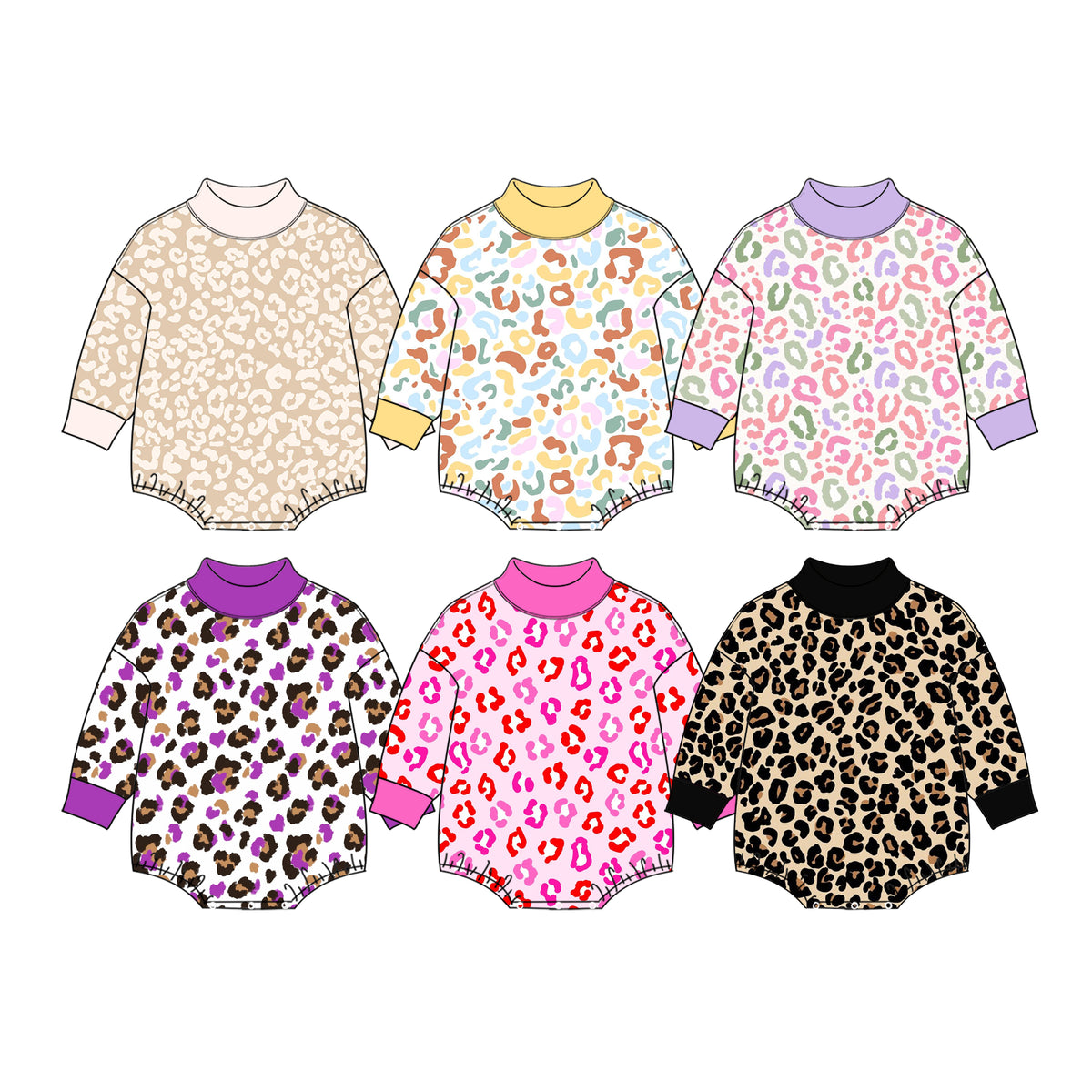 Preorder (moq 5) LR3430 Baby Girl Clothes Valentine Purple Leopard Lips Print Long Sleeve Bubble Romper