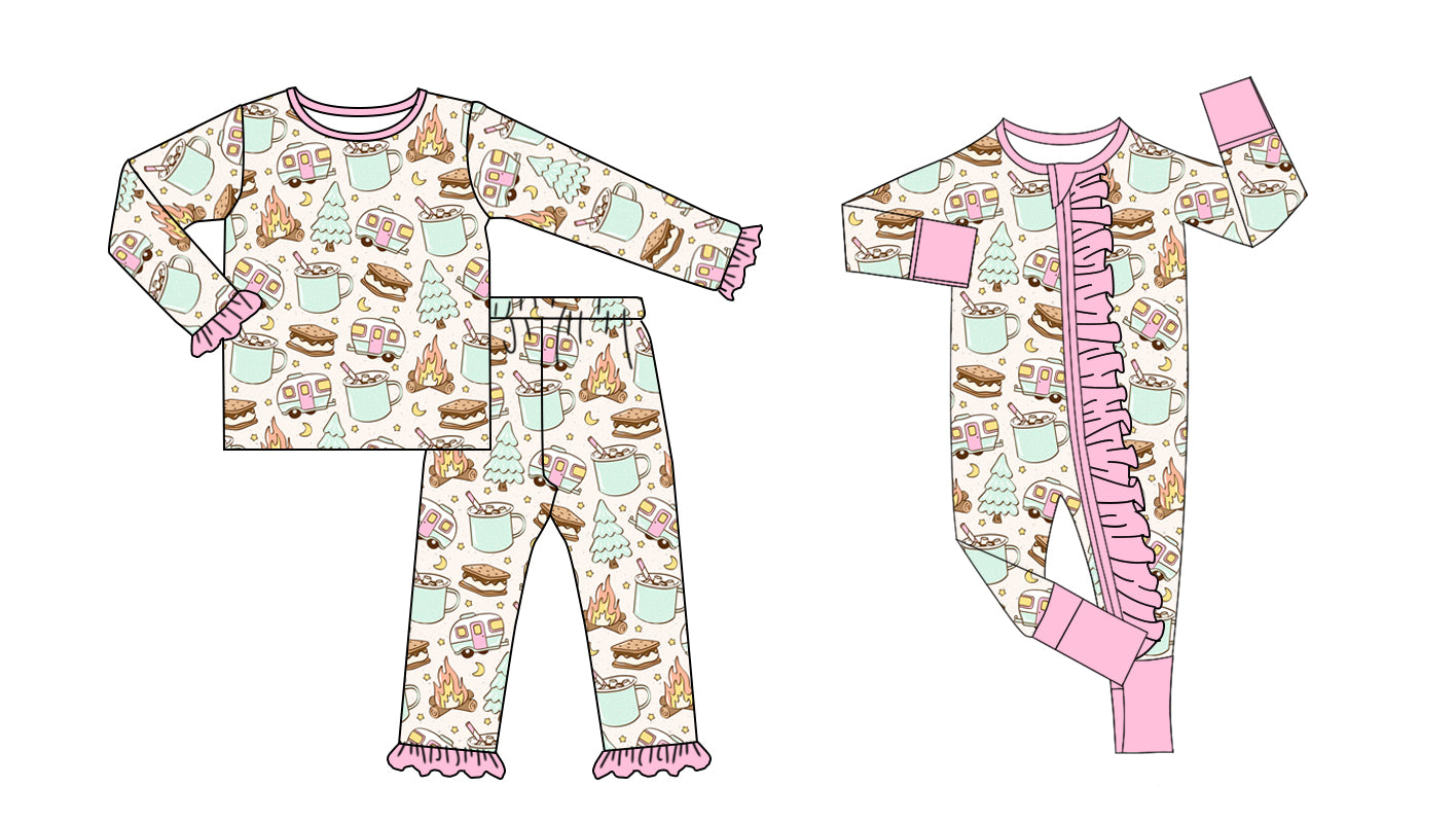 Christmas tres cookie fire sibling LR1359 girl romper 202407