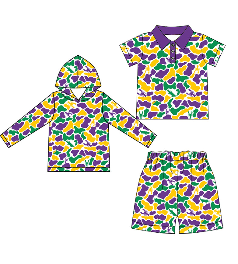 Preorder (moq 5) BT2022 Baby Girl Clothes Mardi Gras Mixed Print Short Sleeve Polo Shirt