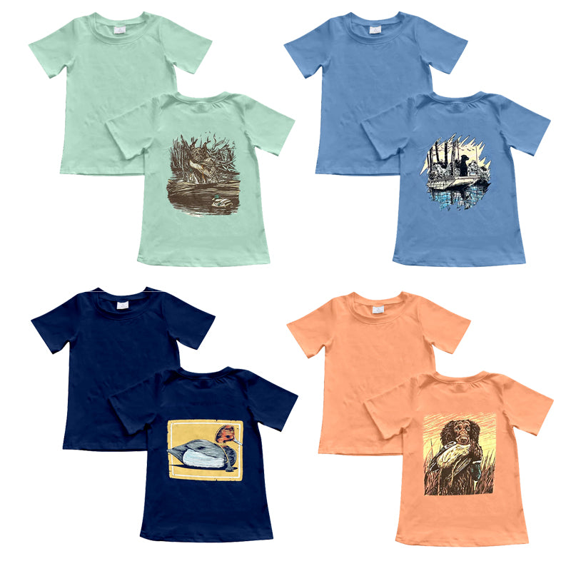 BT1083 western duck hunting blue boy top tshirts 202412 RTS