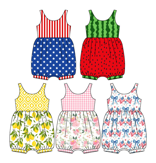 SR2682 western  4th July girl summer romper 202502 preorder