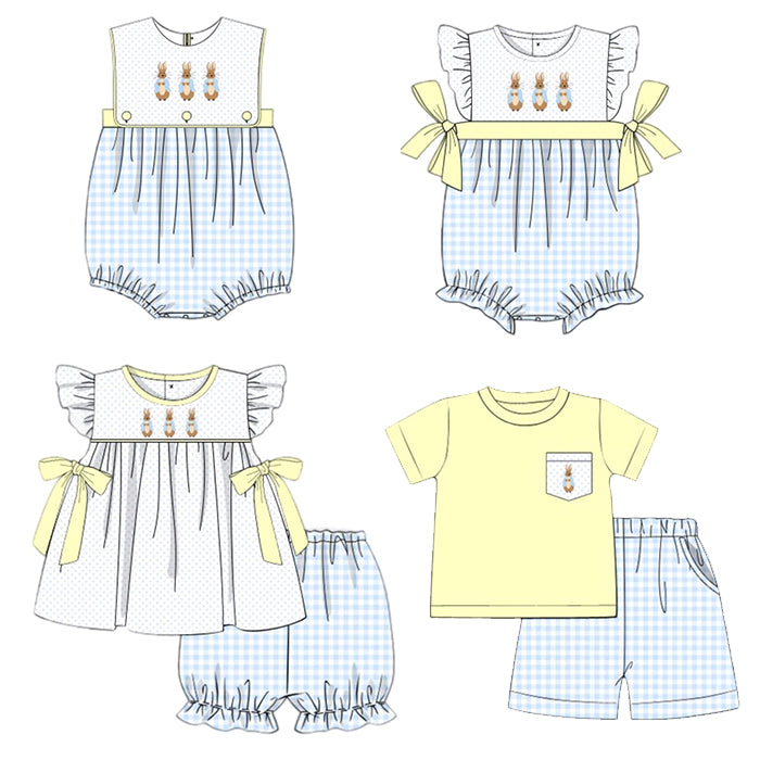 SR2055 western Easter Cross Bunny girl romper 202410 preorder sibling