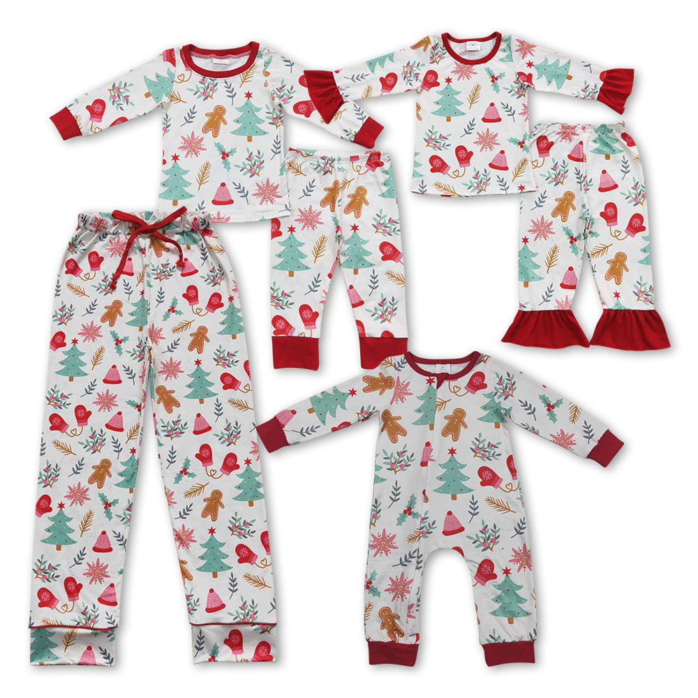 NO MOQ RTS P0236 (2) Women Clothes Christmas Gingerbread Tree Mixed Print Long Lounge Pants 202610