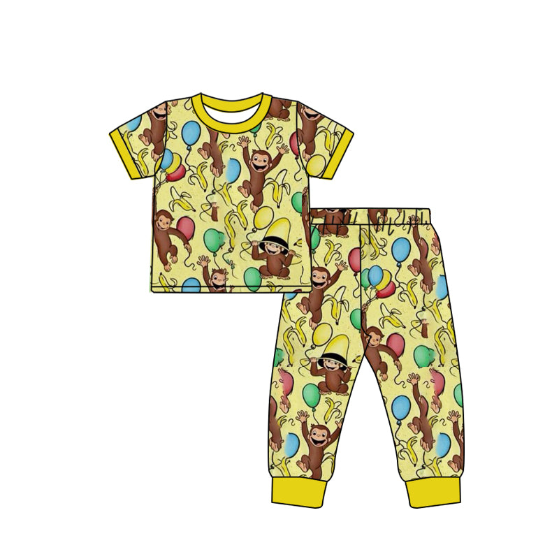 Monkey cartoon custom MOQ3 kids outfit pajamas
