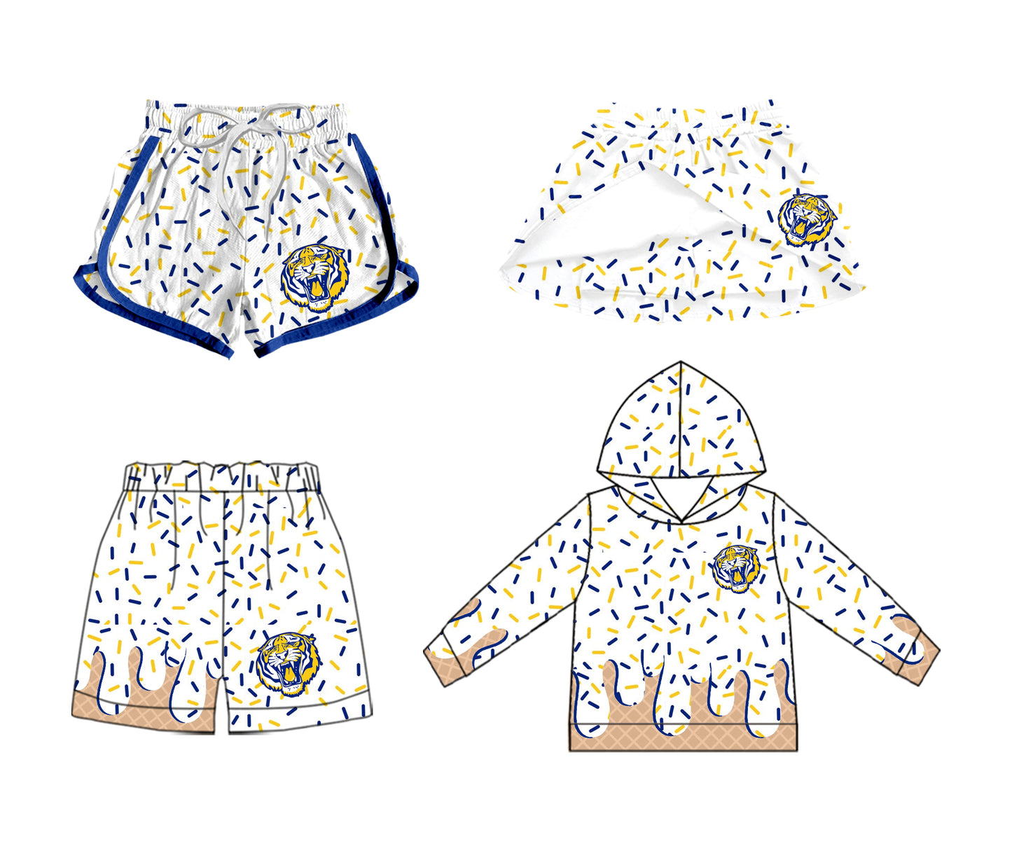 Tigers CUSTOM hoodie pockets splatter ice cream drip KIDS clothes MOQ:3