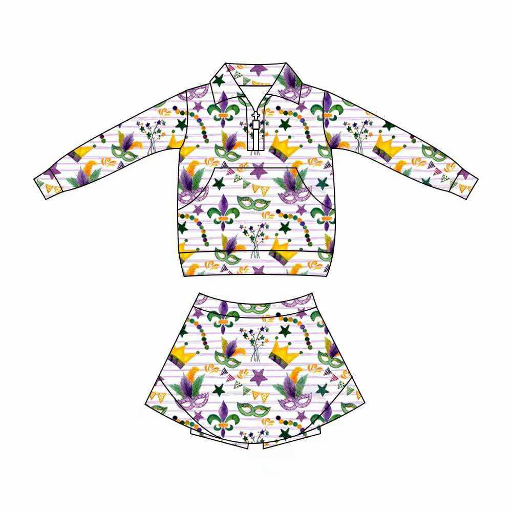 GLD1415瑜伽组合 Yoga Mardi Gras kids girl outfit Skirt 202509