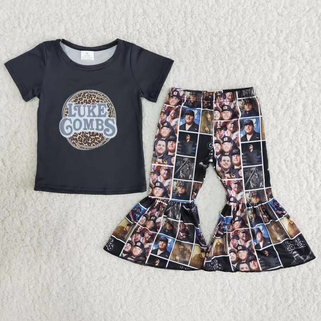 promotion price B7-23 guitar singer short sleeve bell bottom outfit 20230209 RTS