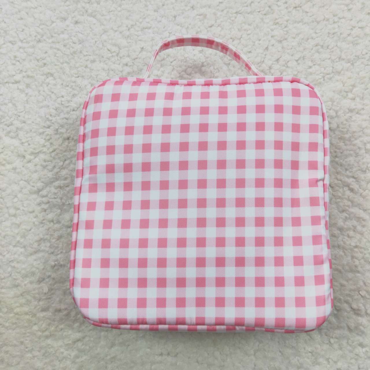 BA0088 sibling western RTS pink plaid meal box Lunch box bag 3.54 *8.45*12.6*2.95 inches