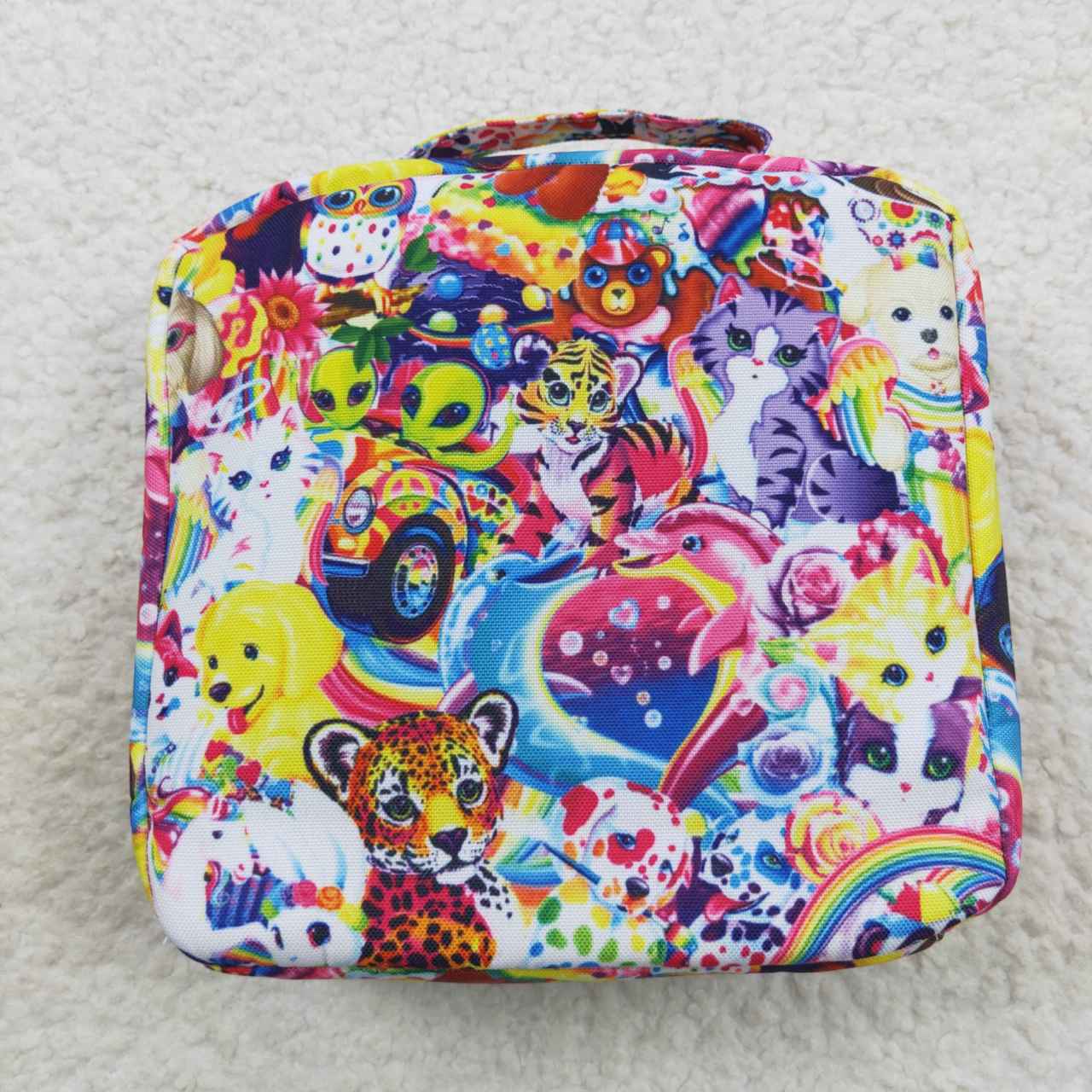 BA0096 western sibling cartoon RTS cat flower meal box bag Lunch box bag 3.14 *10.6*12.9inches