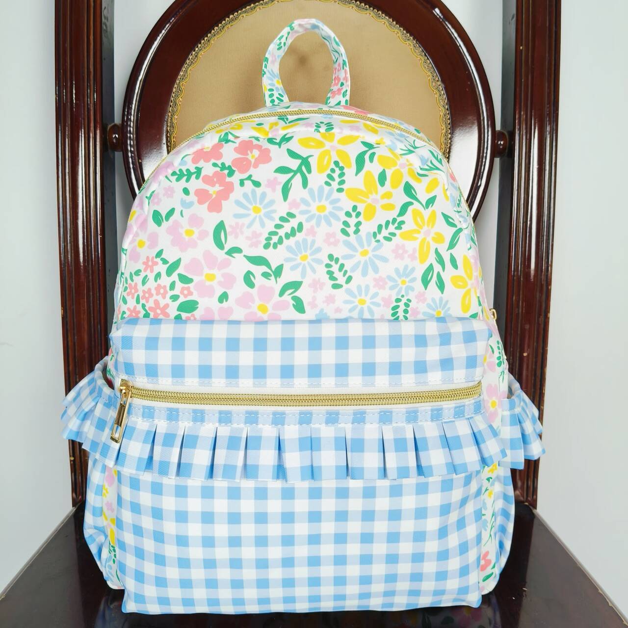 BA0097 western pink flower backpack bag  RTS 13*5*17 inches  RTS  Free shipping order $100+