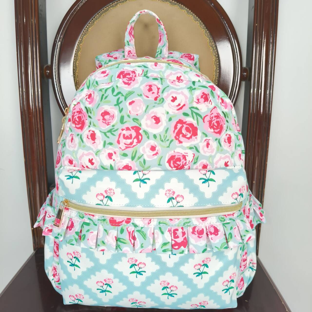BA0100 RTS western lace pink flower big backpack bag 202404  10*13.9*4 inches  Free shipping order $100+