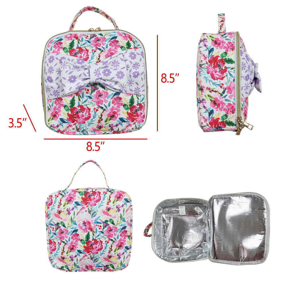 BA0102 RTS sibling 3.5 *8.5 *8.5inches western Lunch box bag pink flower make up bag Free shipping order $100+