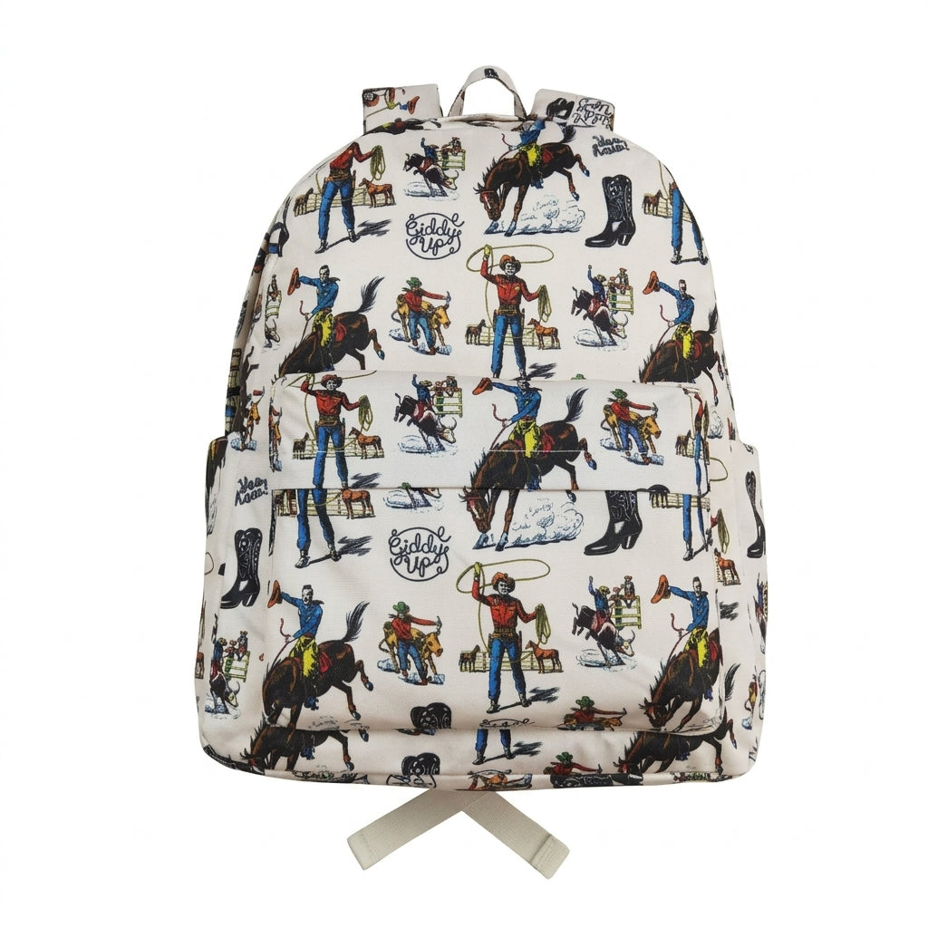NO MOQ RTS BA0142 Kids Backpack Retro Cowboy Horse Rodeo Pattern Print Toddler School Bag 202610