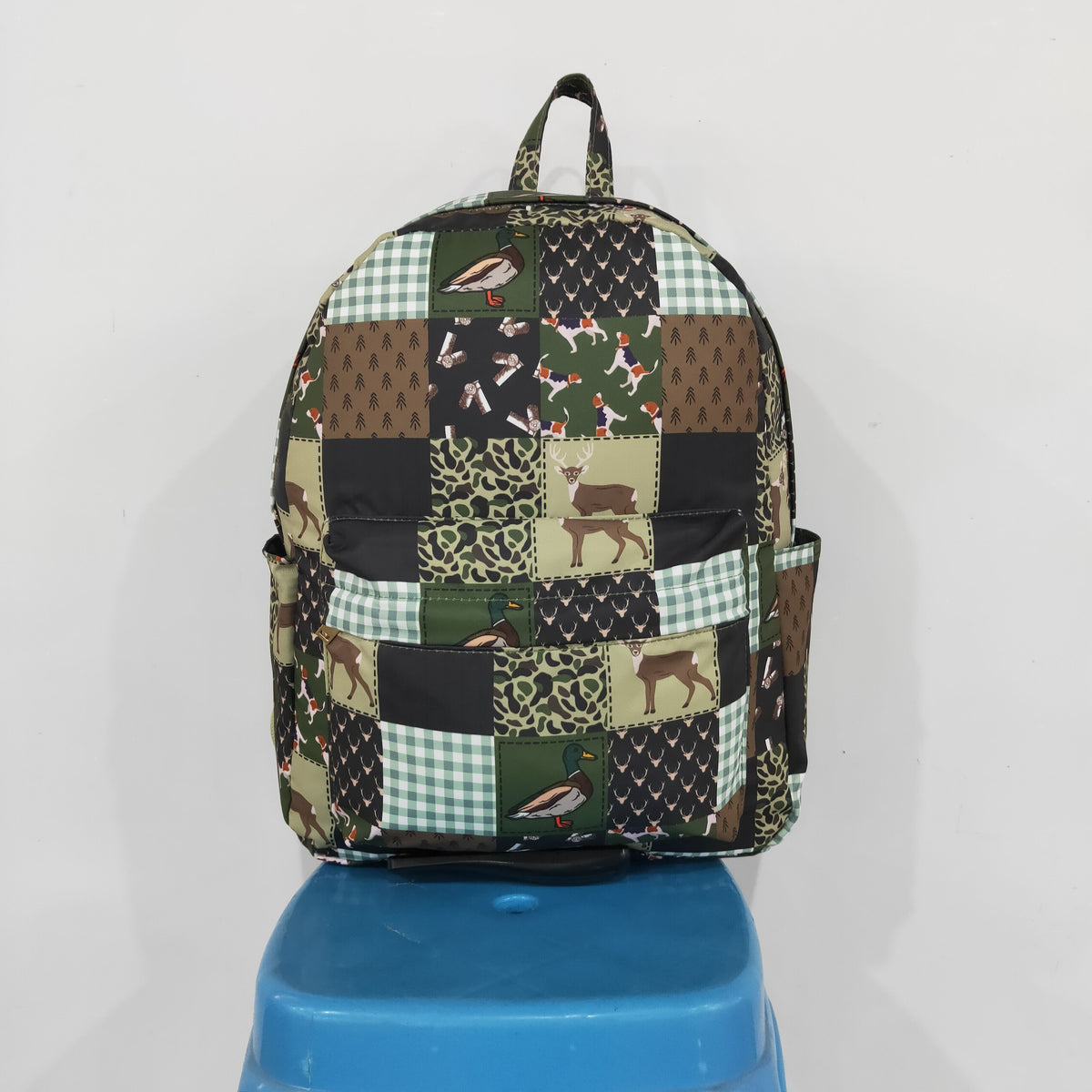 NO MOQ RTS BA0199 Kids Backpack Hunting Deer Duck Patchwork Plaid Mixed Print Casual School Backpack 202610