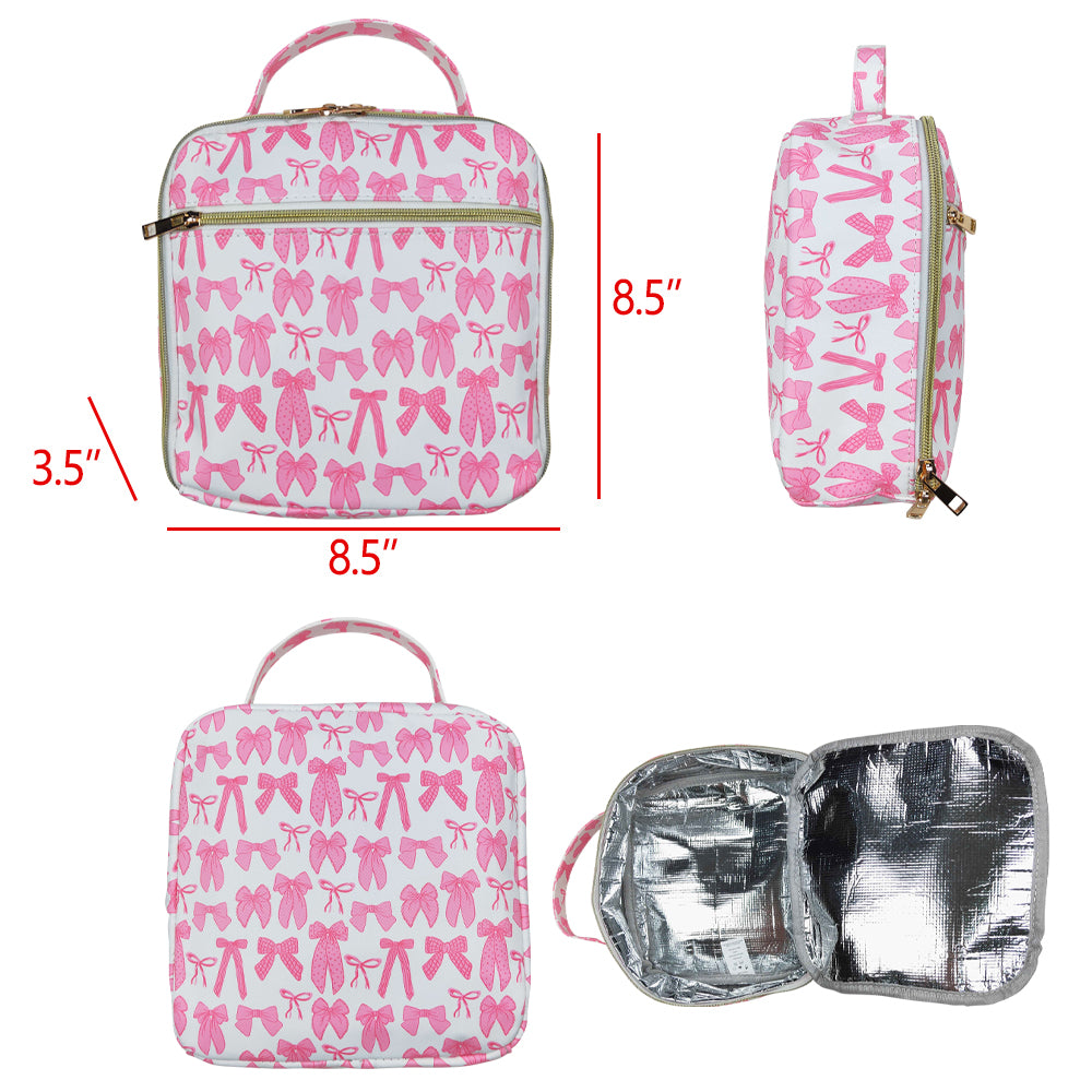 BA0284 sibling western RTS pink bow meal box Lunch box bag 3.5*8.5*8.5 inchesRTS Free shipping order $100+