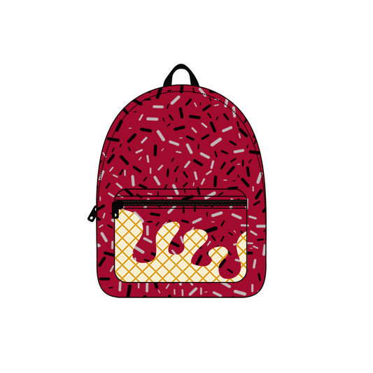 BA0338  preorder Maroon yellow splatter ice cream drip  backpack bag 5*17*13.5  inches 202507