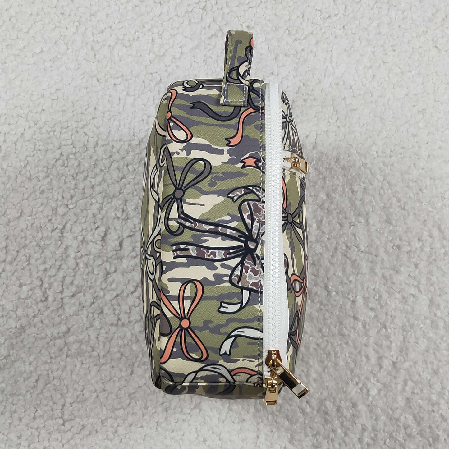 BA0393 sibling camo bow Lunch bag team bag 202503 3.5*8.5*8.5Inches RTS