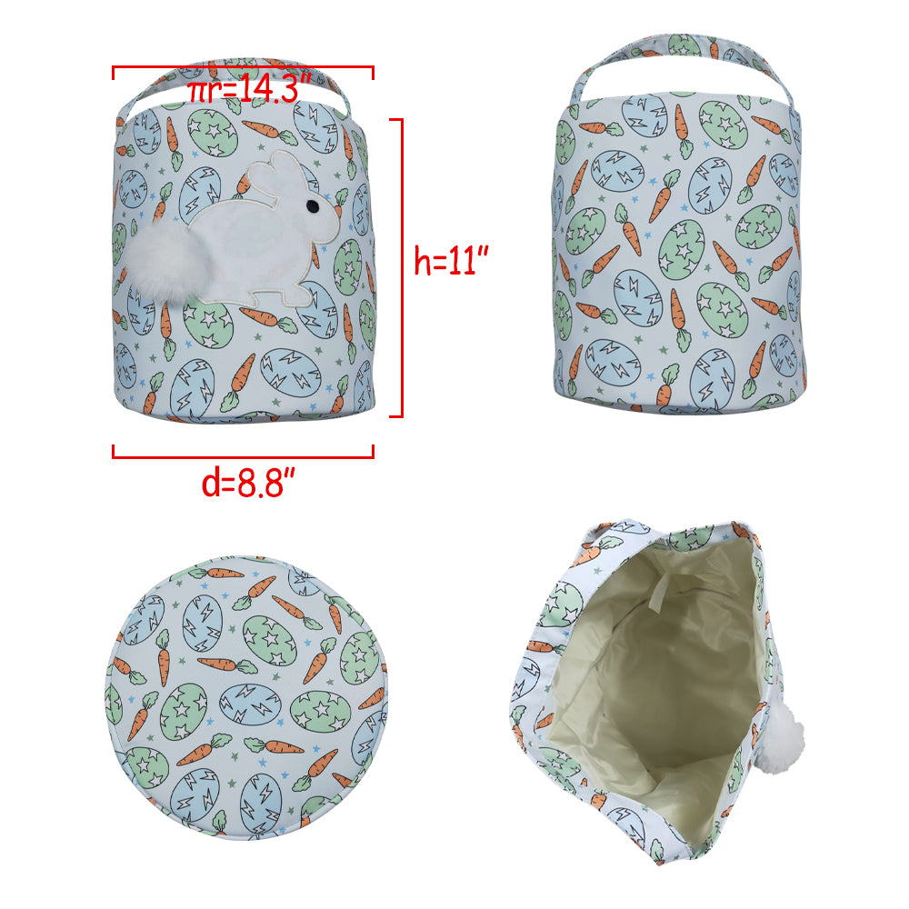 NO MOQ RTS BA0468(1)-embroidery Baby Girl Bag Easter Egg Carrot Print Fluffy Bunny Applique Easter Basket 202610