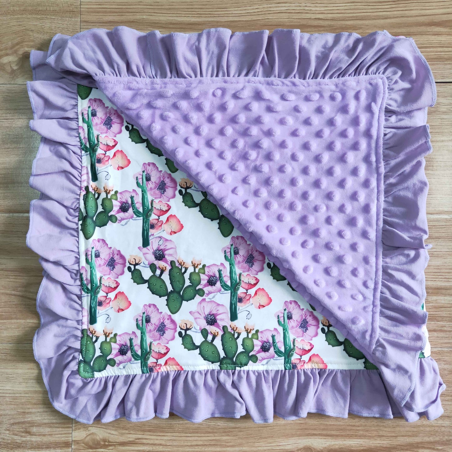 RTS pink purple flower ruffle blanket western