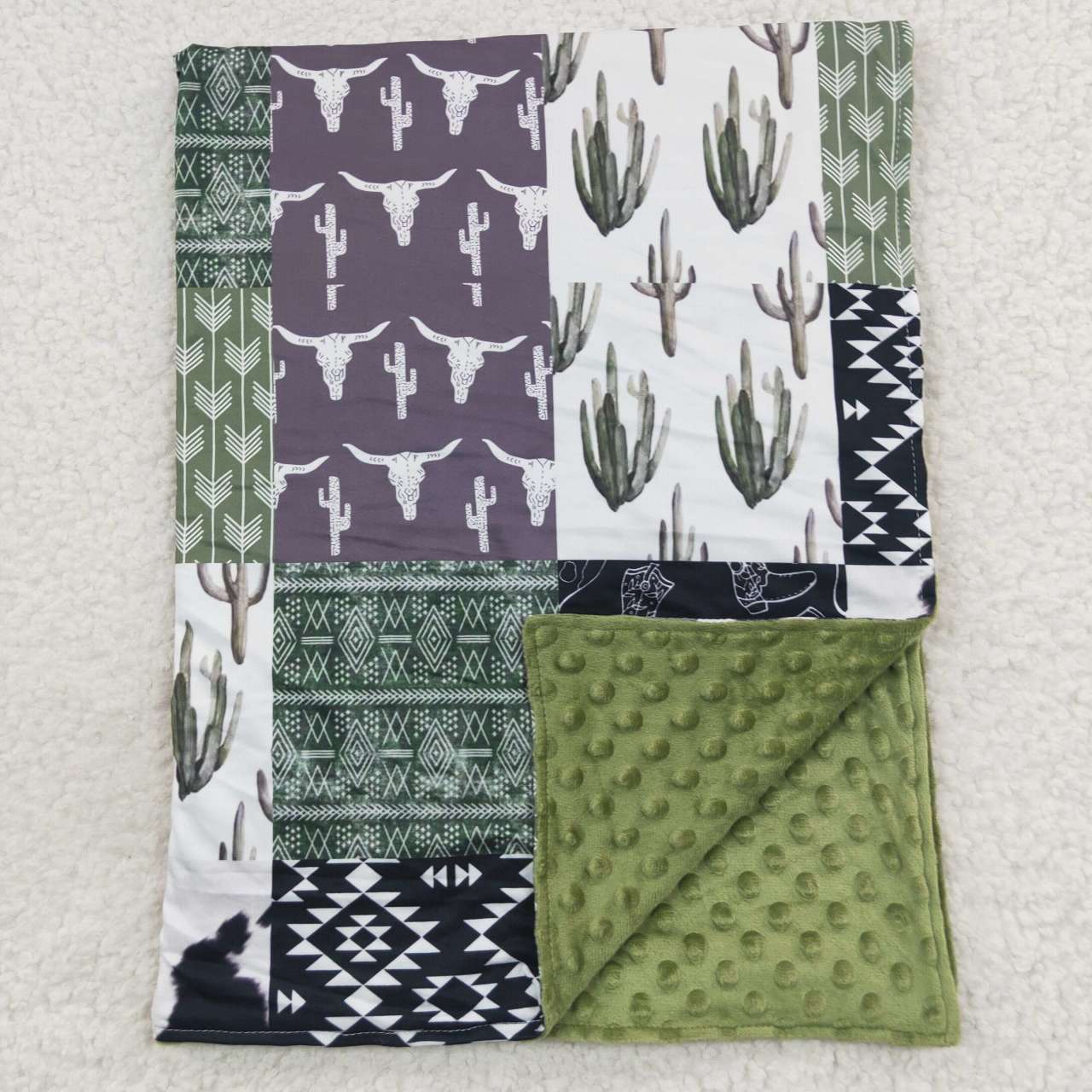 BL0064 western cow green blanket 20230731 RTS