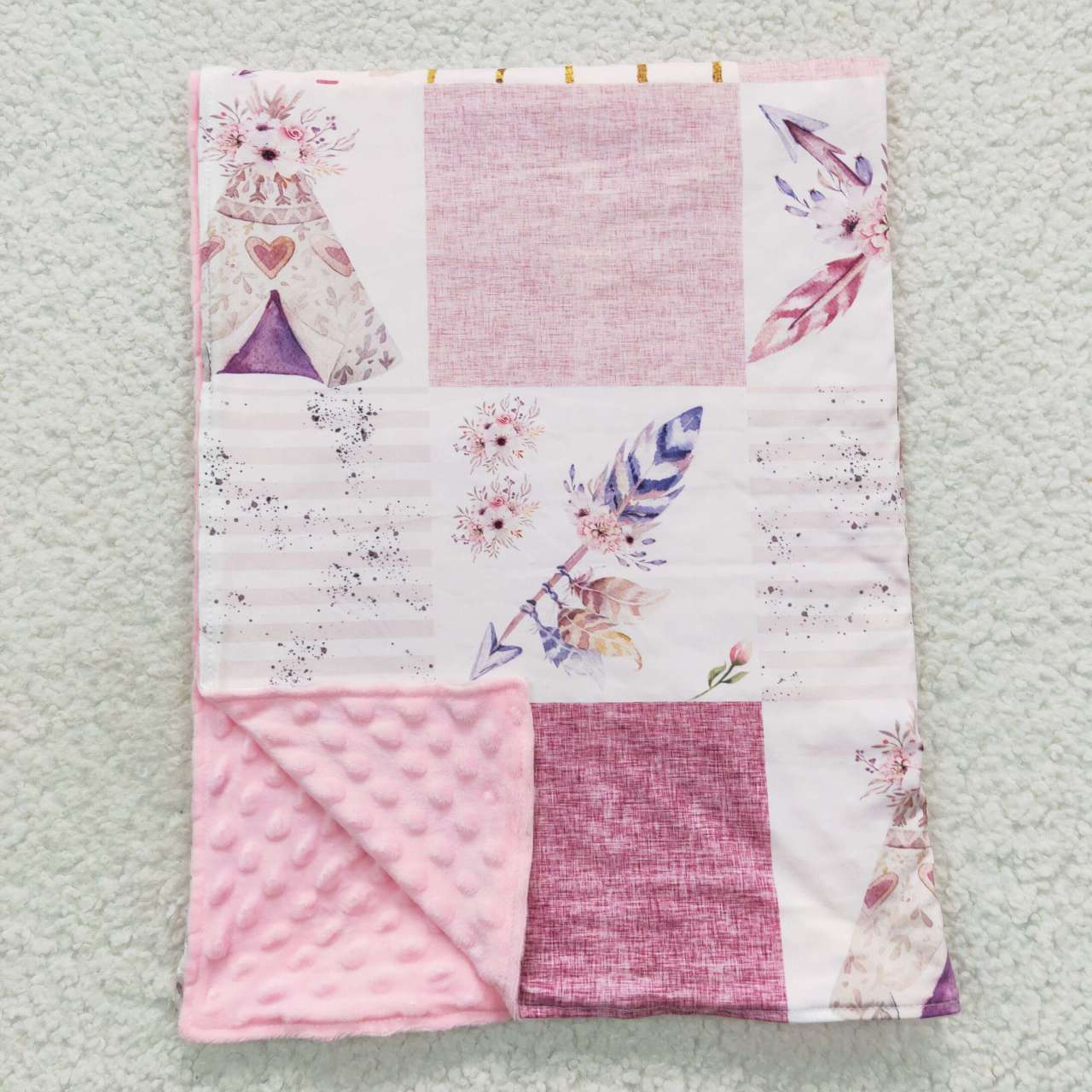 BL0066 preorder western feather wing pink purple blanket RTS 20230727