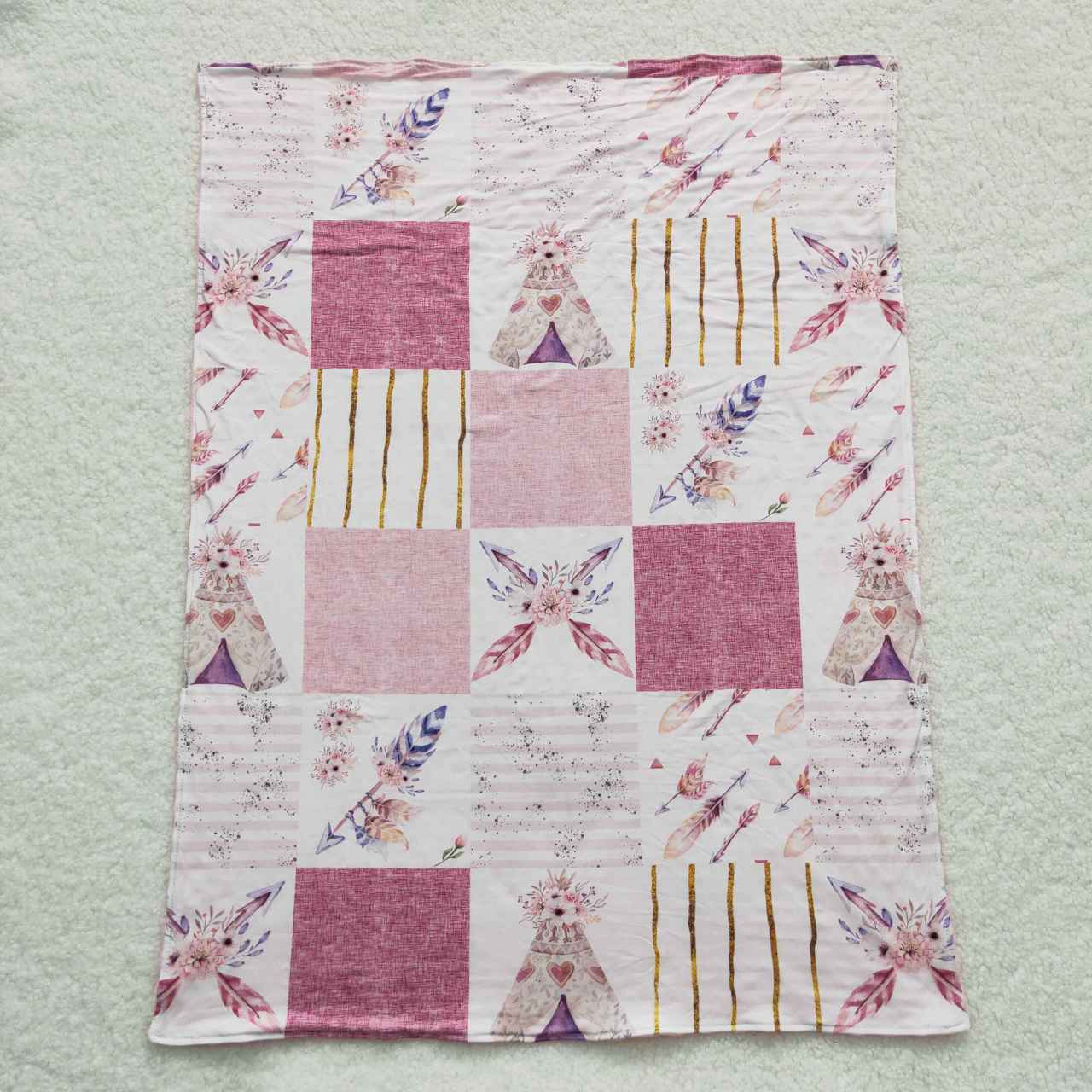 BL0066 preorder western feather wing pink purple blanket RTS 20230727