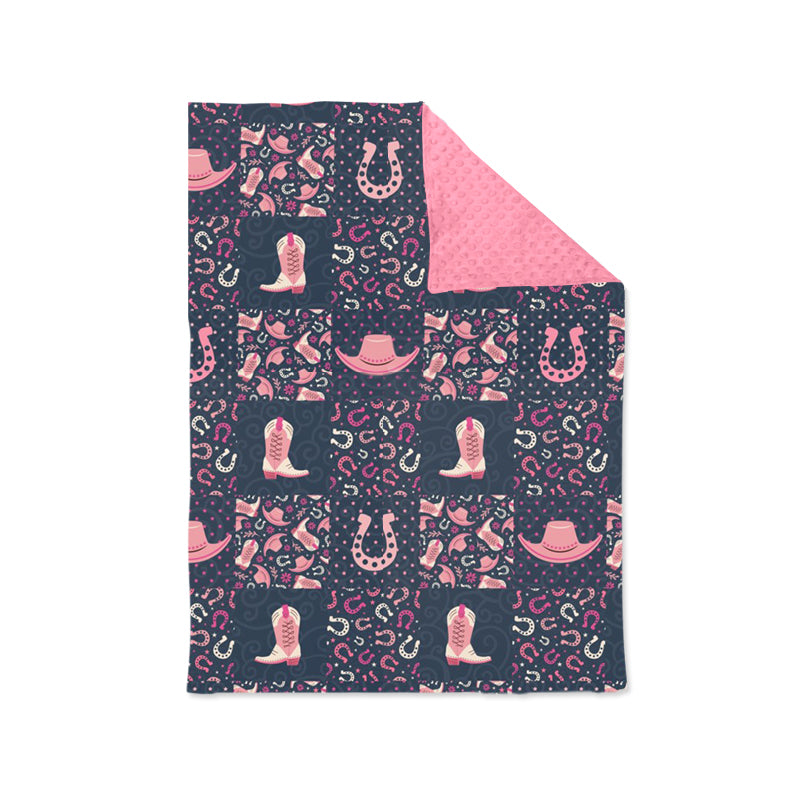 BL0077 girl blanket western boots pink preorder 20230830