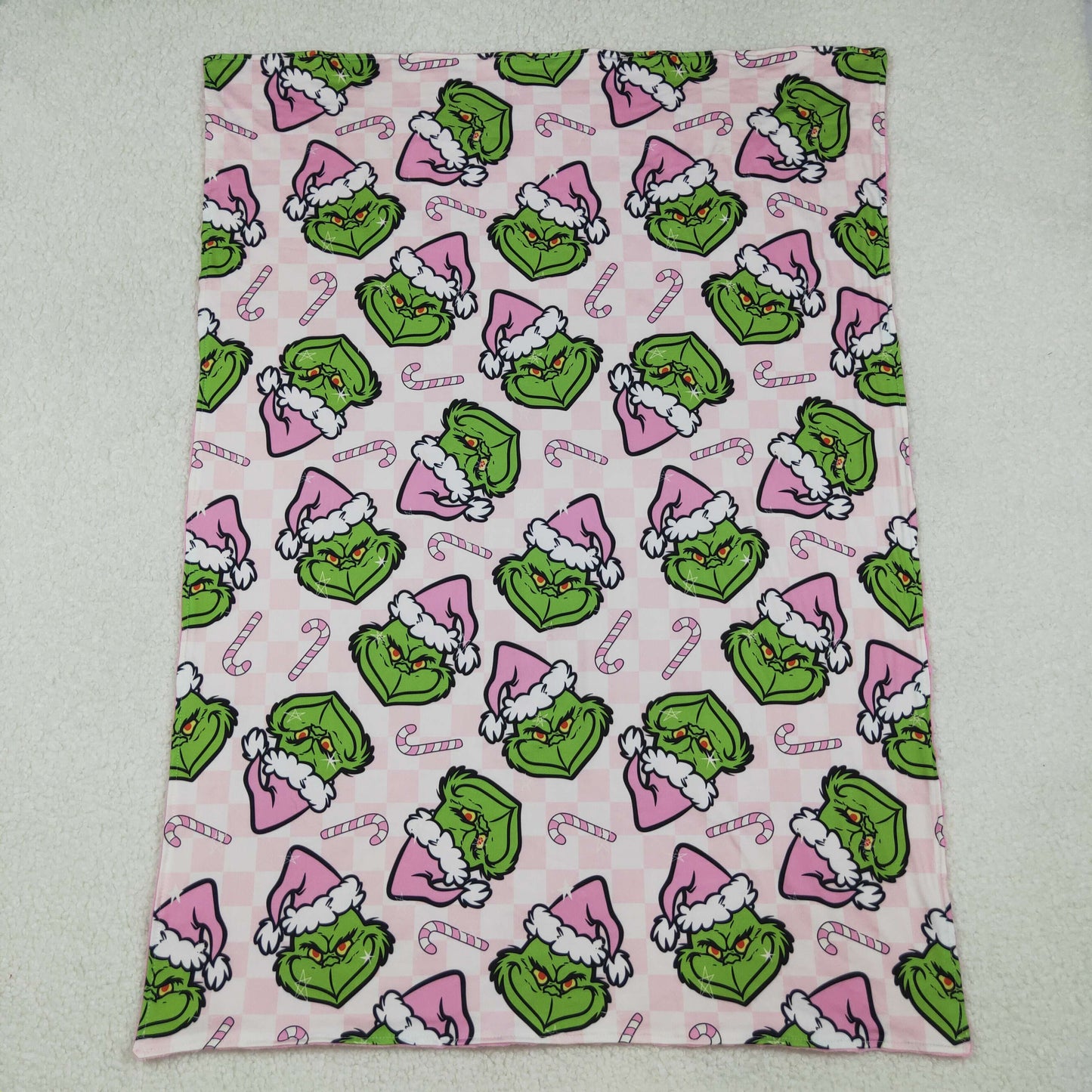 BL0225 bow pink Grinch blanket 202509 RTS