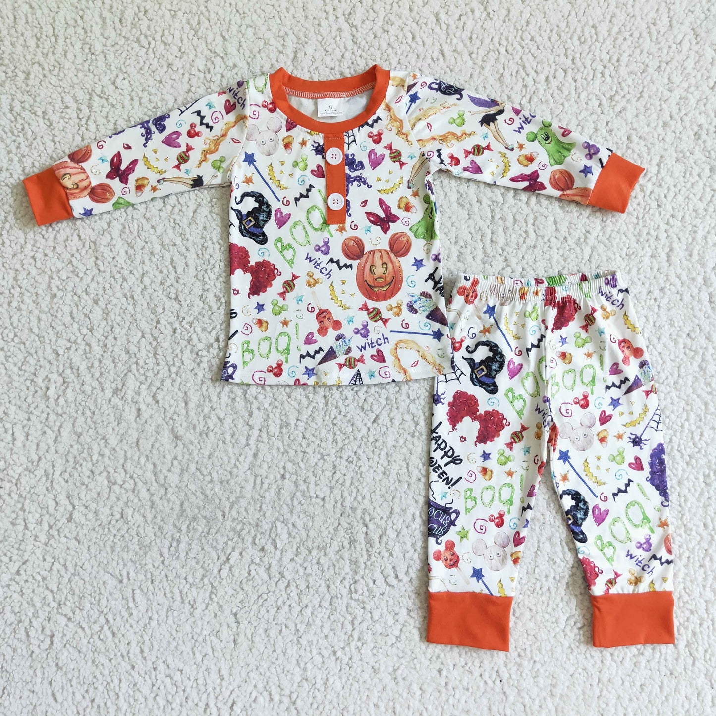 promotion BLP0046 witch orange pumpkin hat halloween long sleeve jogger pants boy pajamas outfit