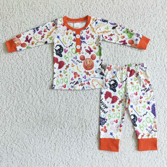 promotion BLP0046  witch orange pumpkin hat halloween long sleeve jogger pants boy pajamas outfit