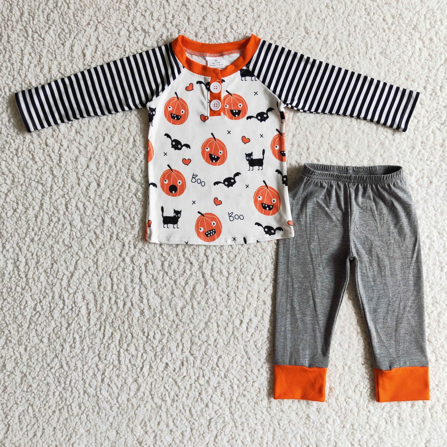 Promotion 202410 BLP0072 grey pumpkin bat long sleeve legging girl pajamas outfit