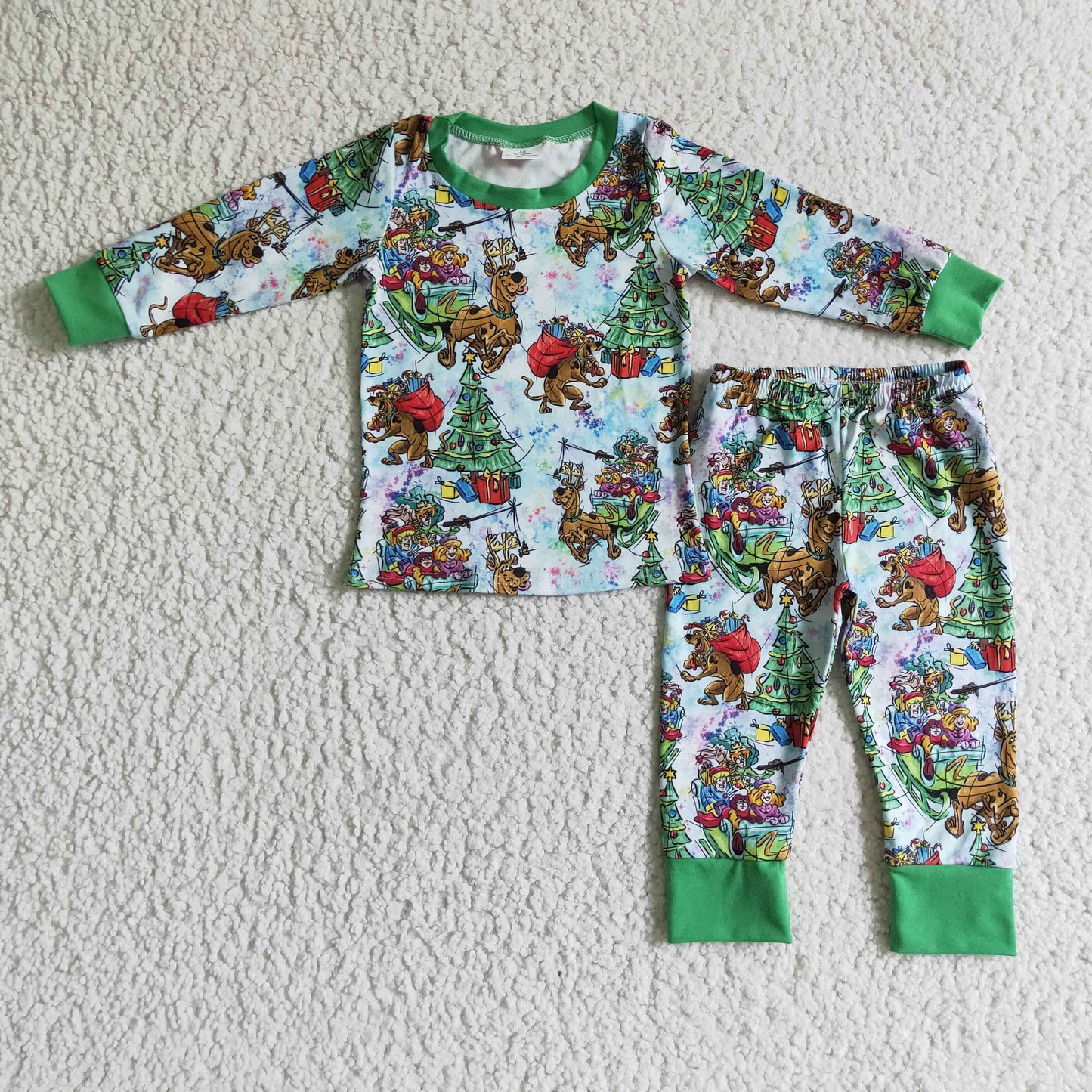 promotion BLP0089 christmas boy outfits long sleeve pajamas reindeer tree green RTS 20230612