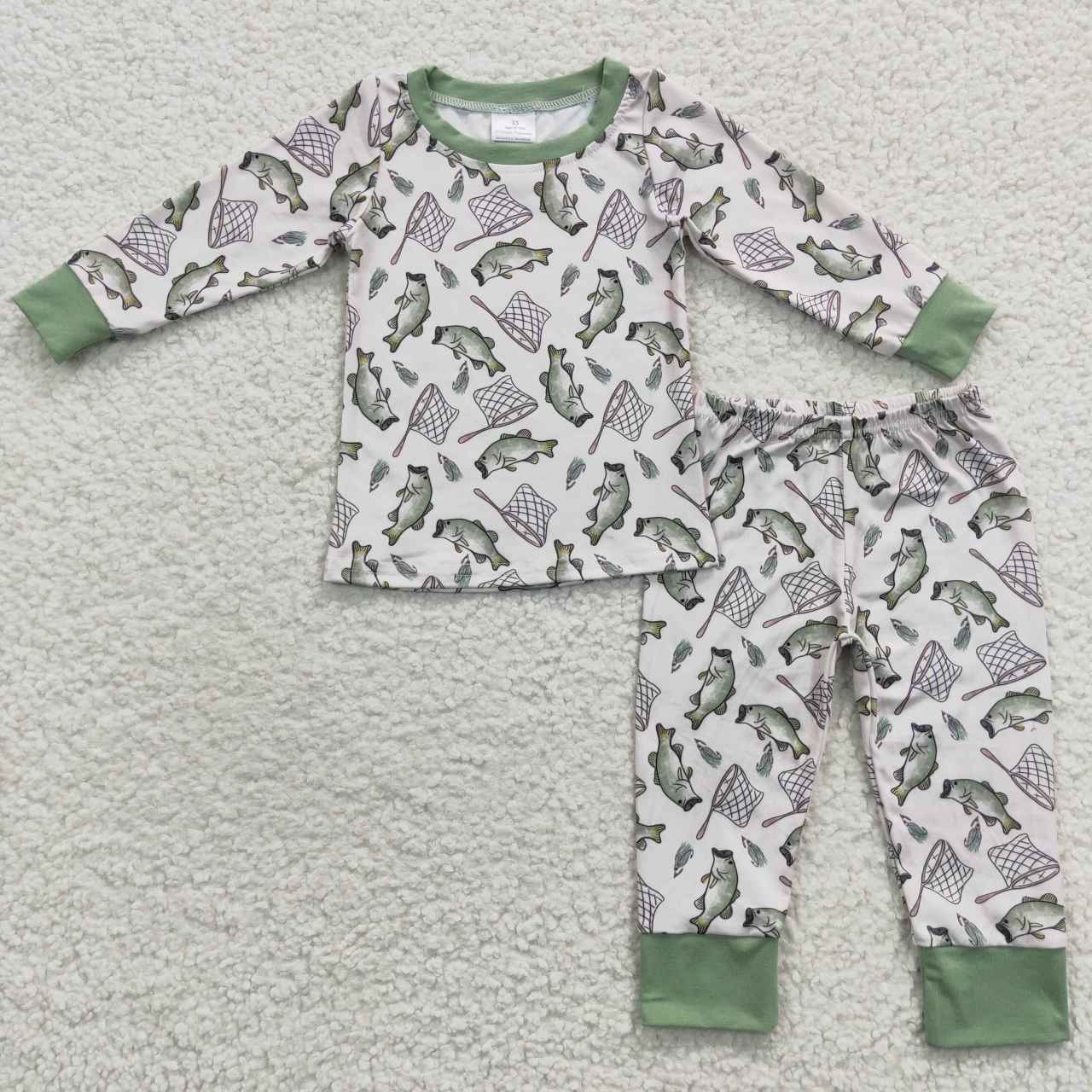 BLP0179 western fish long sleeve kids boy pajamas outfit 20230704 RTS