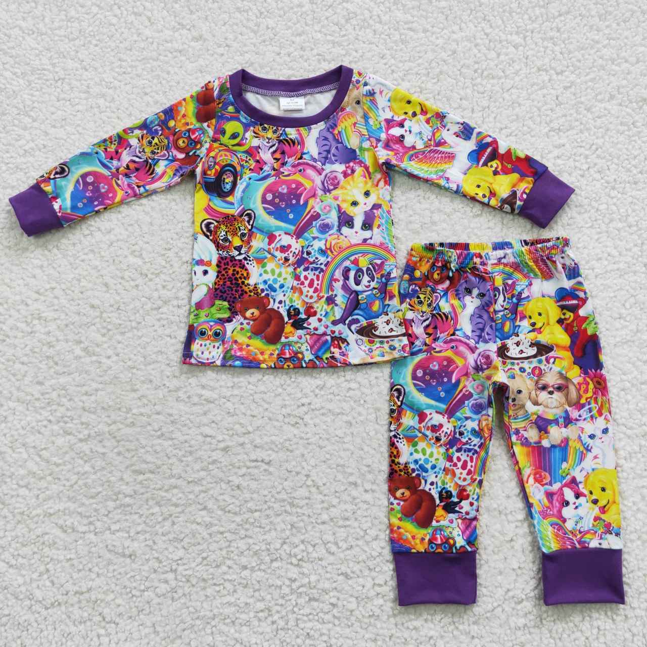 BLP0182 western cartoon cat dog long sleeve kids boy pajamas outfit 20230804 RTS