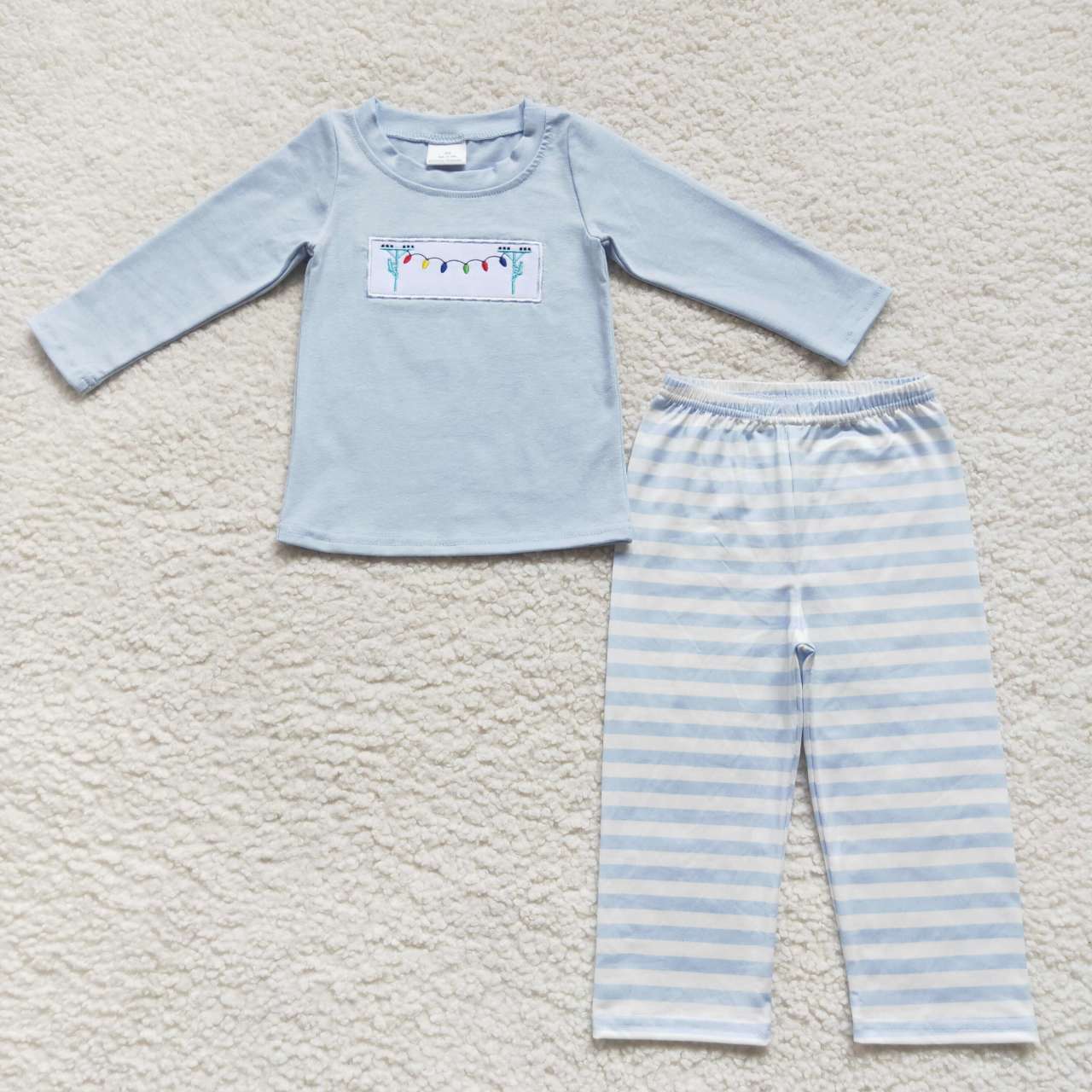 BLP0291 western Christmas lights long sleeve boy pajamas outfit 20230925 RTS