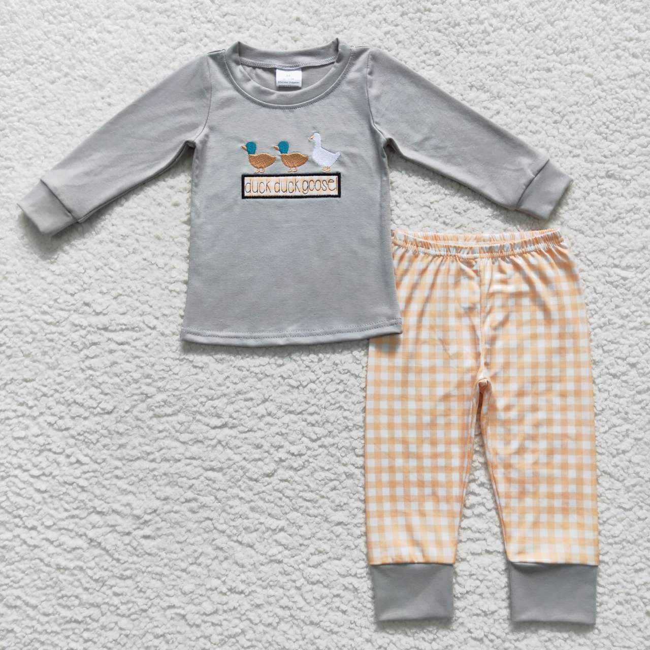 BLP0310 western embroidery duck long sleeve boy pajamas outfit 20230926 RTS