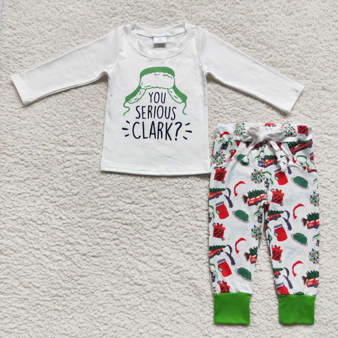 BLP0328 Christmas clark long sleeve boy pajamas outfit RTS 20230925