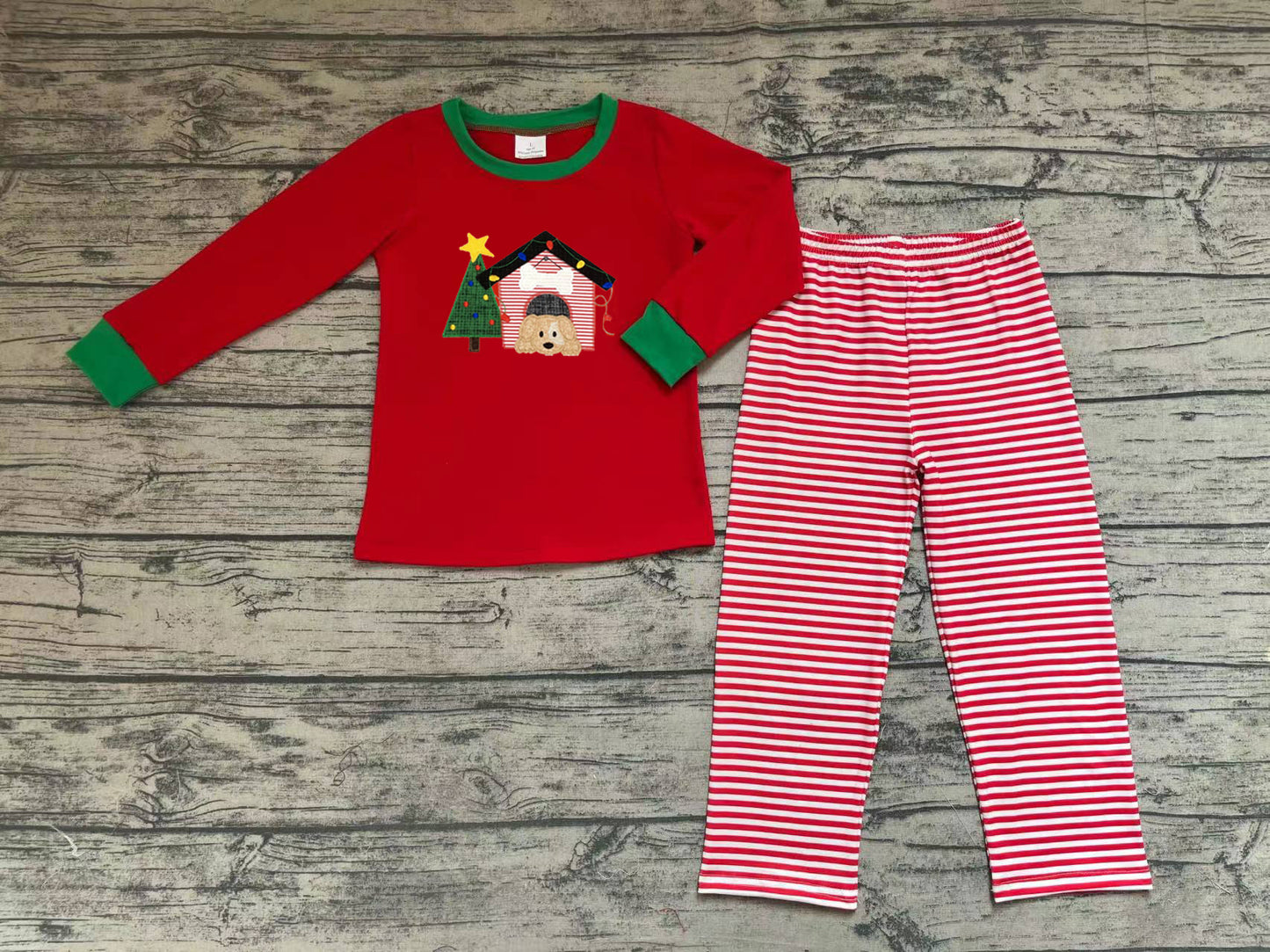 BLP0331 western Christmas dog house long sleeve Embroidery boy pajamas outfit 20231121 RTS