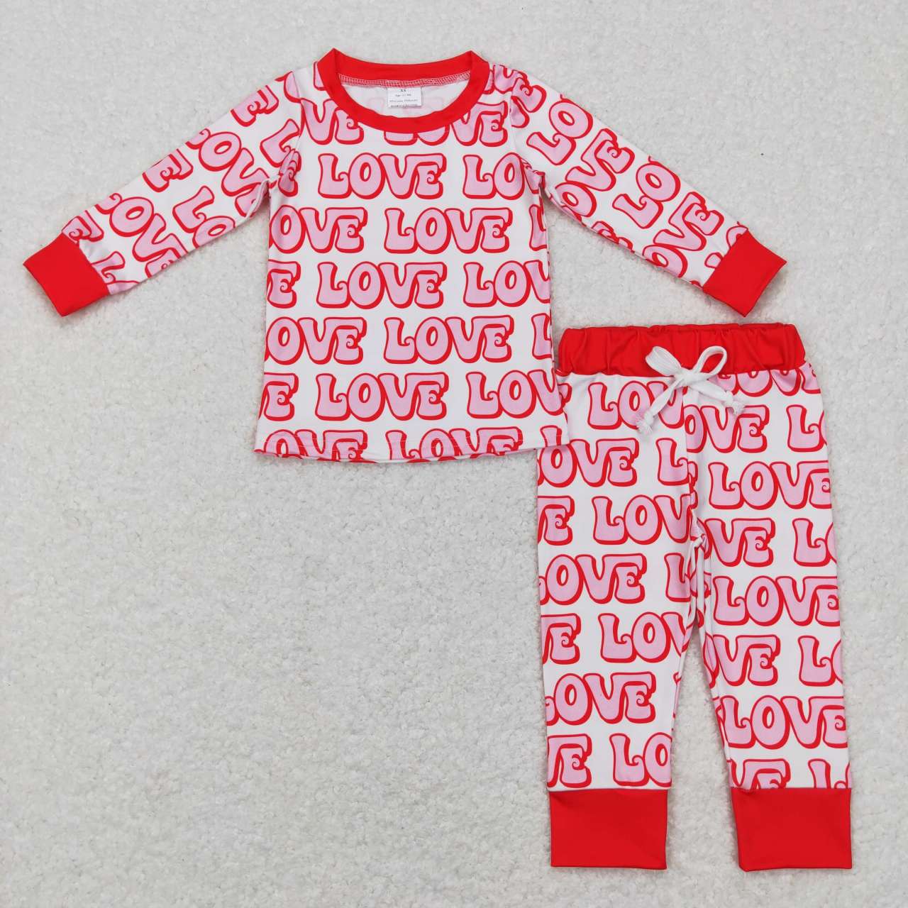 BLP0416 RTS valentines love long sleeve pants pink girl outfit pajamas 20231107
