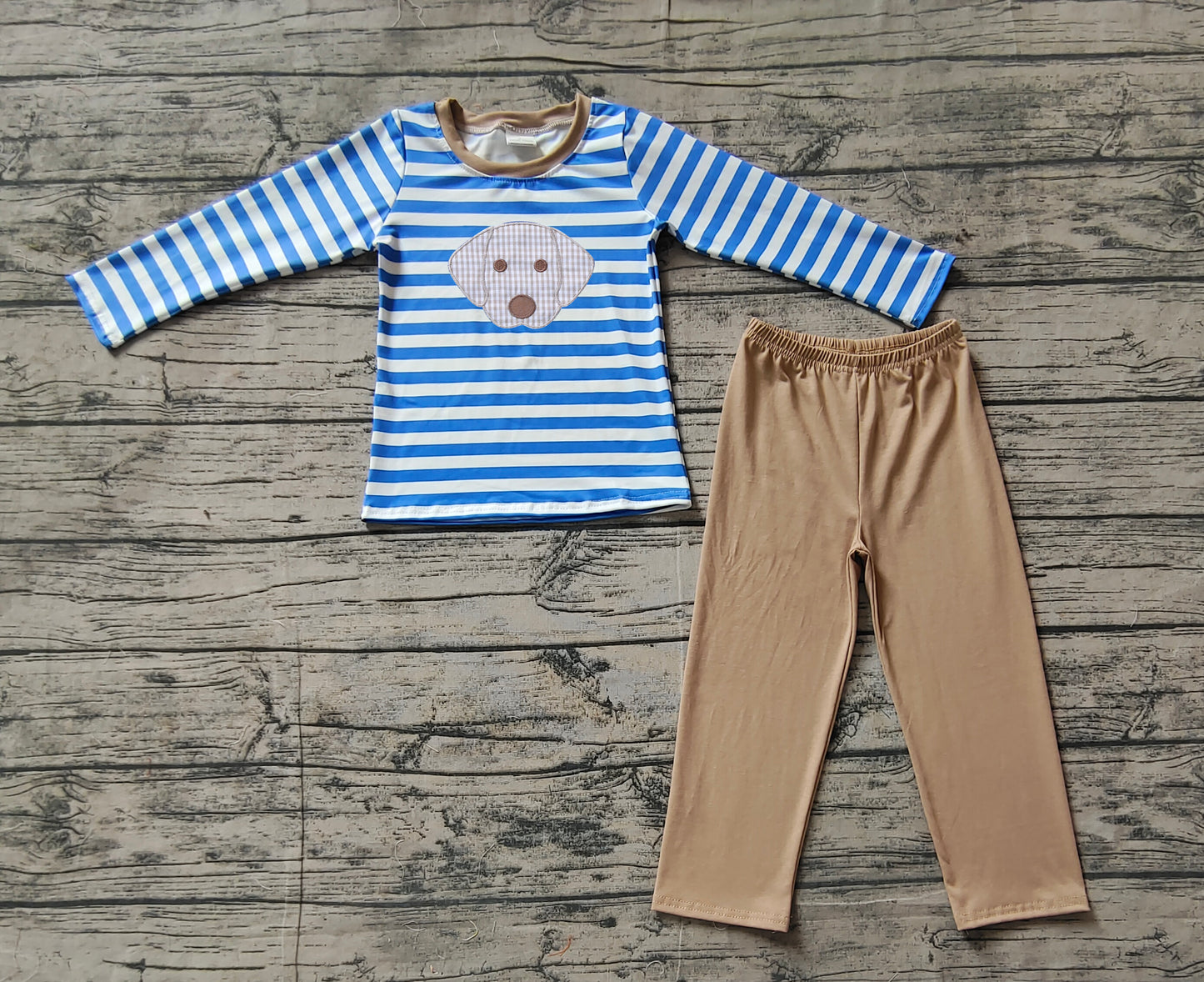 BLP0478 r embroidery dog boy pajamas outfit 202410 RTS