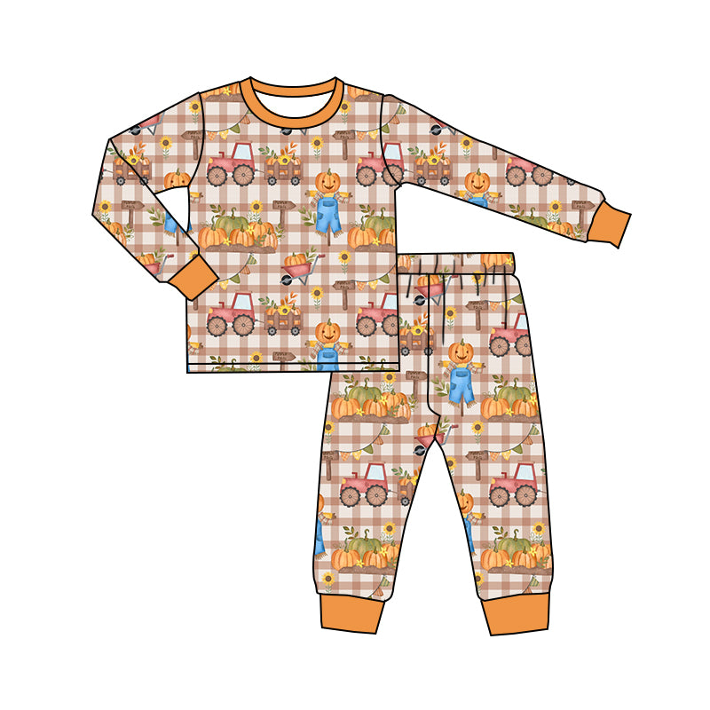 BLP0502 pumpkin Halloween pajamas boy outfit preorder 202405