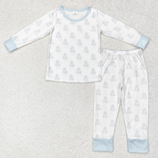 Halloween boo bow bamboo BLP0540   boy outfit pajamas 202407 sibling RTS