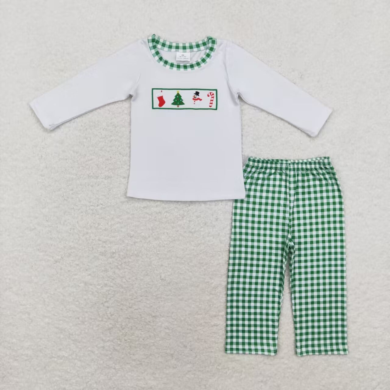 embroidery Christmas snowmen sibling BLP0603 boy pajamas outfit 202408 RTS