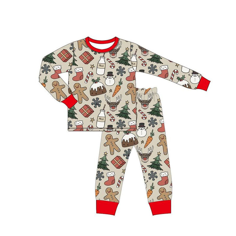 MOQ5 CUSTOM Christmas gingerbread snowmen sibling BLP0671 boy pajamas outfit 202407