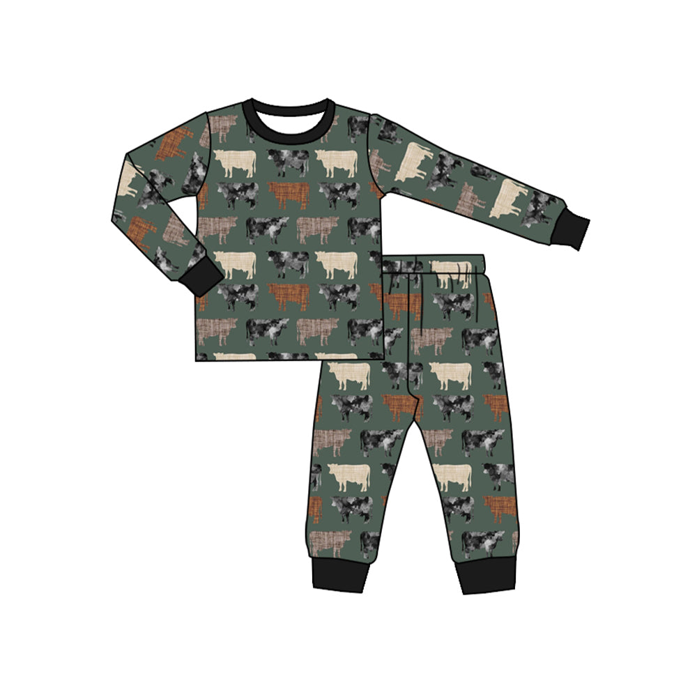 cow sibling BLP0710 long sleeve children boy outfit pajamas preorder 202407