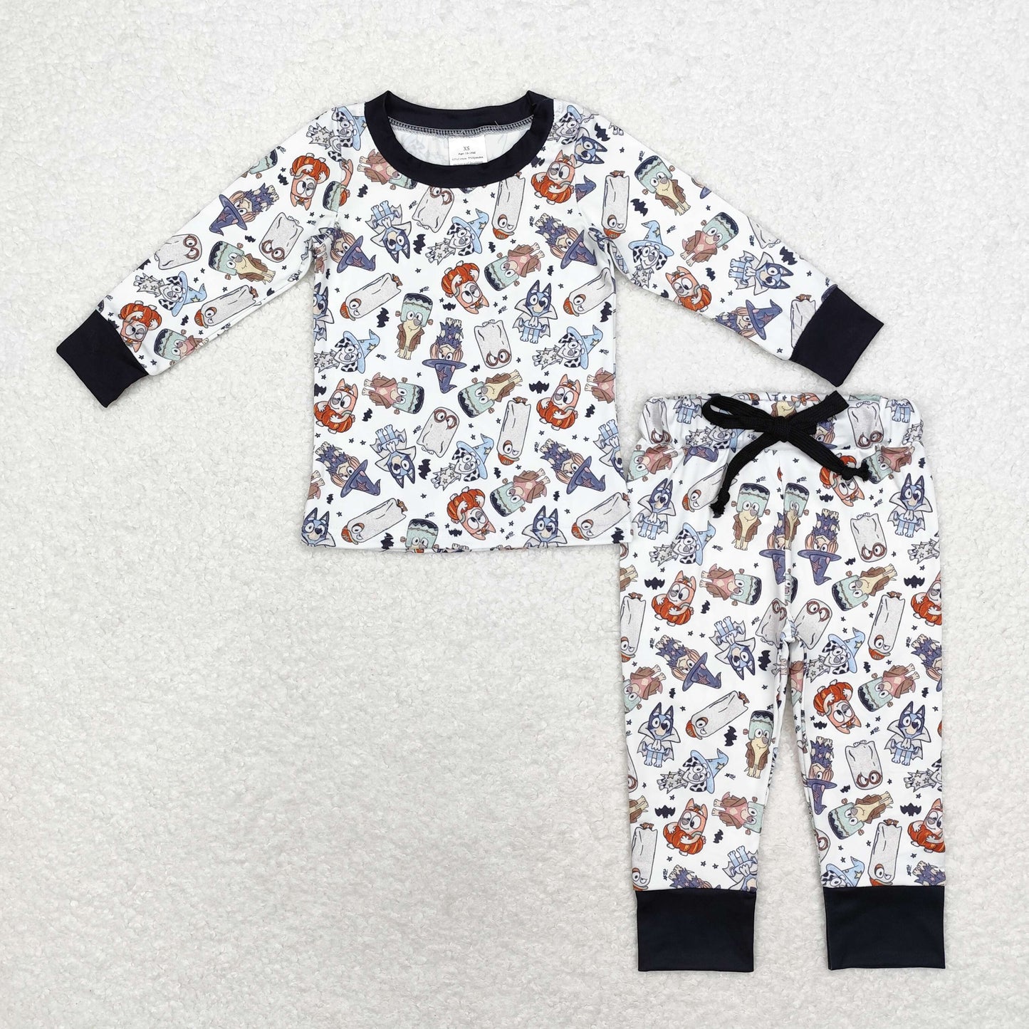 BLP0720 bluey Halloween pumpkin boy pajamas outfit 202408 sibling RTS
