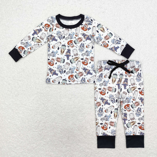 BLP0720 bluey Halloween pumpkin boy pajamas outfit  202408 sibling RTS