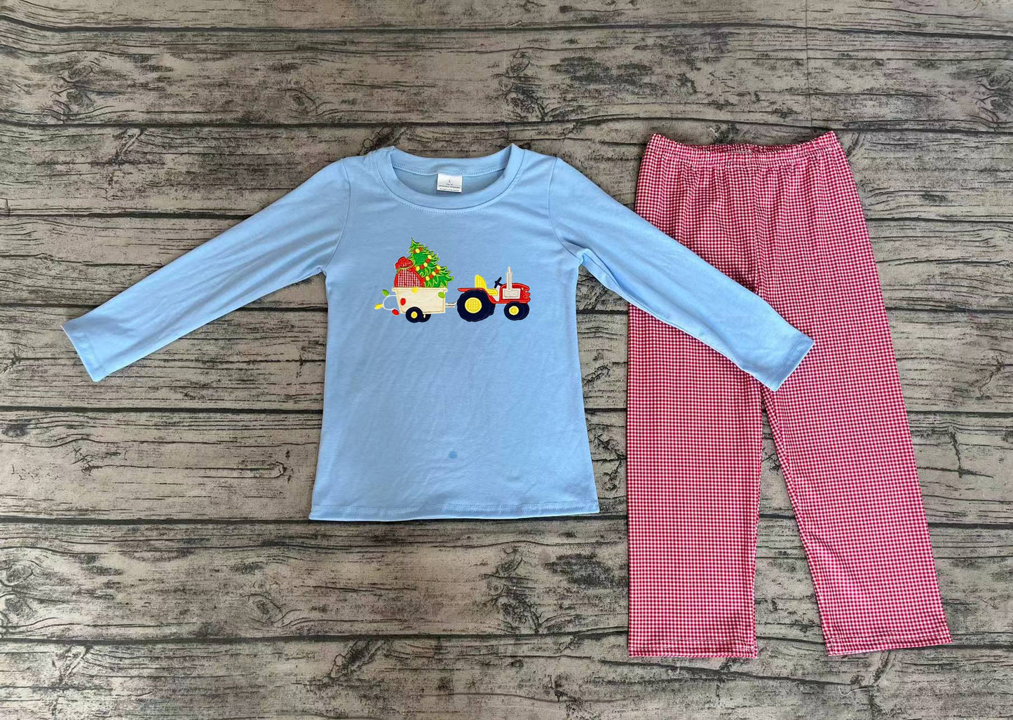 BLP0745 embroidery Christmas sibling boy pajamas outfit 202410 RTS