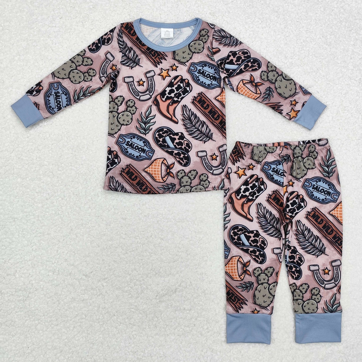 BAMBOO BLP0878 western rodeo long sleeve girl pajamas outfit 202409 sibling rts